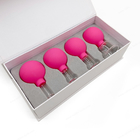 EyesのためのFacialガラスCuppingセット4pcs Silicone Vacuum Suction Face Massage Cups Anti Cellulite Lymphatic Therapy Sets