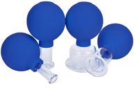 4Pcs/Set青い真空のすくうコップ ポリ塩化ビニールの頭部のガラス吸引ボディ マッサージ家族の子午線の刺鍼術
